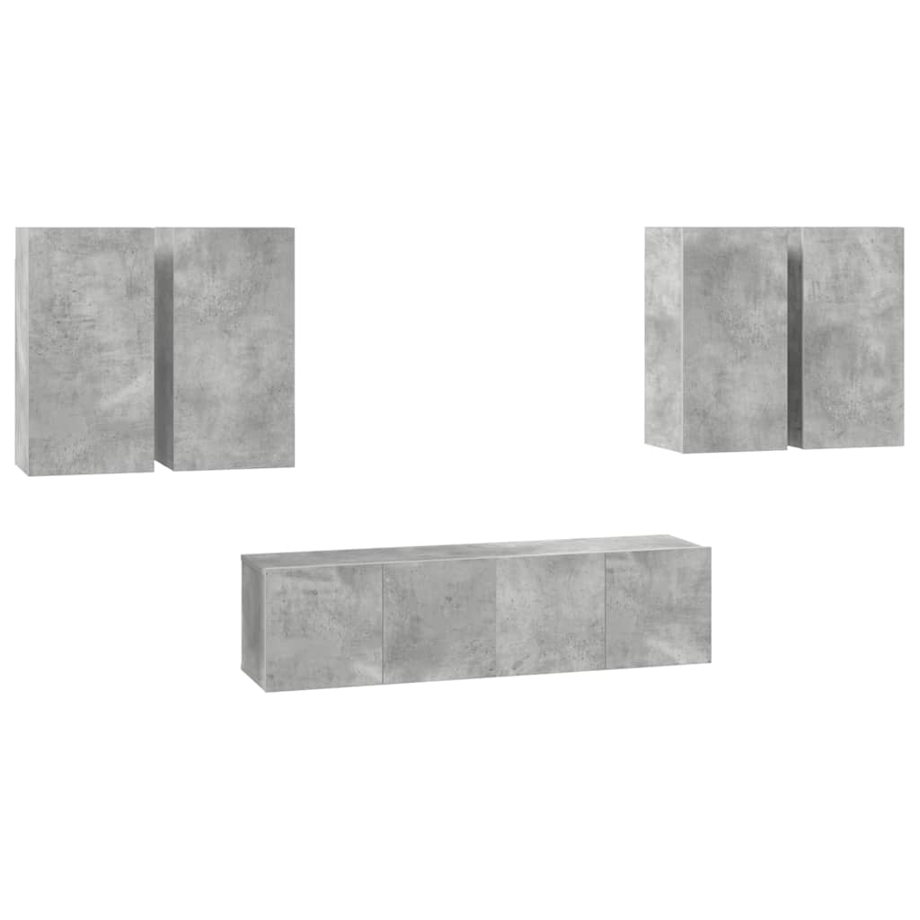 vidaXL Ensemble de 6 meubles TV gris béton, bois d'ingénierie