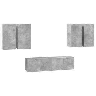 vidaXL Ensemble de 6 meubles TV gris béton, bois d'ingénierie