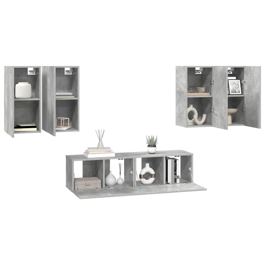 vidaXL Ensemble de 6 meubles TV gris béton, bois d'ingénierie