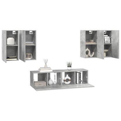 vidaXL Ensemble de 6 meubles TV gris béton, bois d'ingénierie