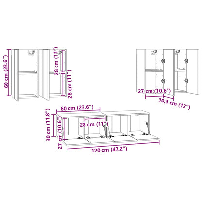 vidaXL Ensemble de 6 meubles TV gris béton, bois d'ingénierie