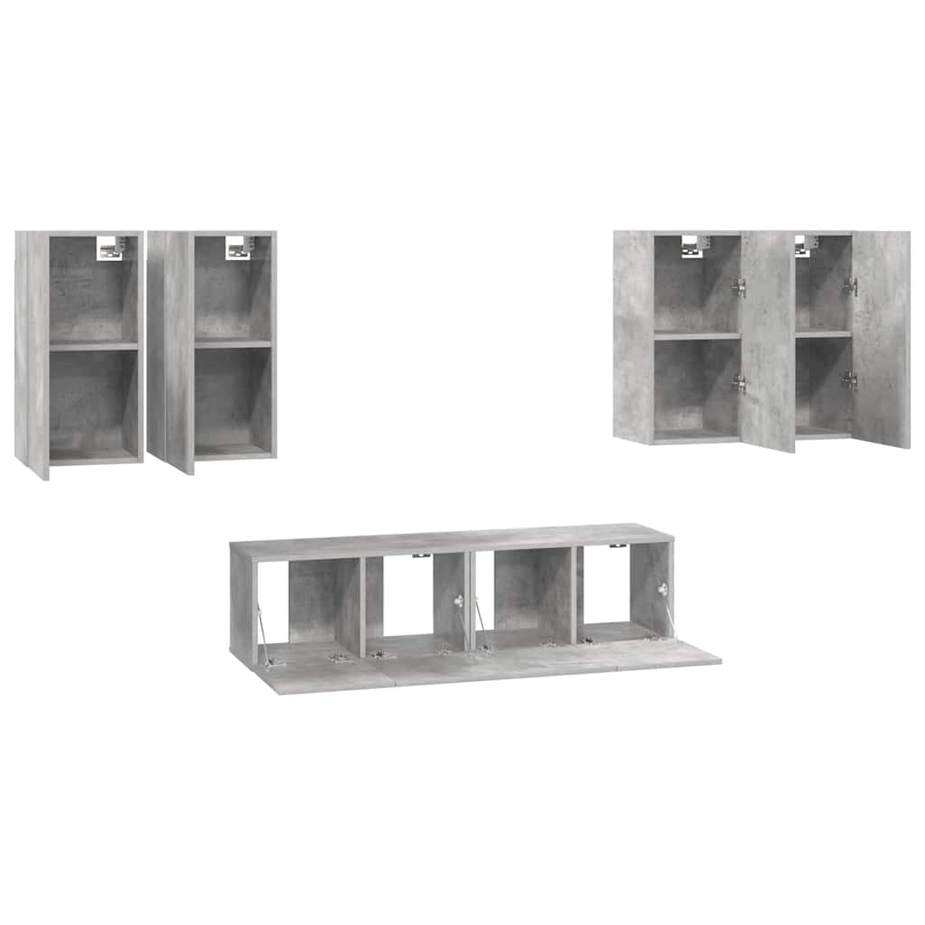 vidaXL Ensemble de 6 meubles TV gris béton, bois d'ingénierie