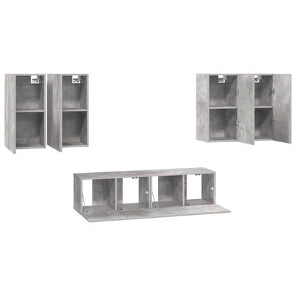 vidaXL Ensemble de 6 meubles TV gris béton, bois d'ingénierie