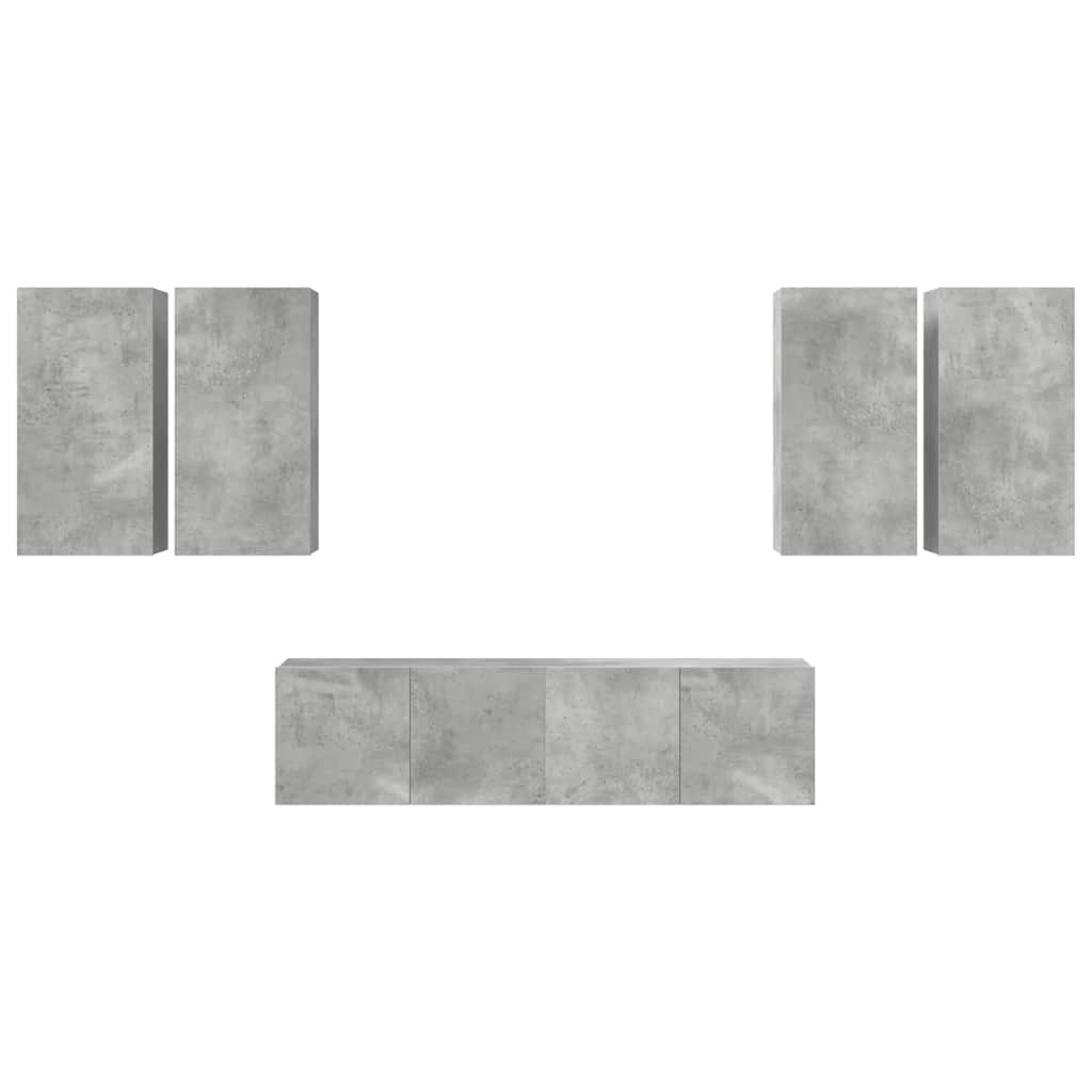 vidaXL Ensemble de 6 meubles TV gris béton, bois d'ingénierie