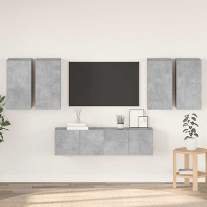 vidaXL Ensemble de 6 meubles TV gris béton, bois d'ingénierie