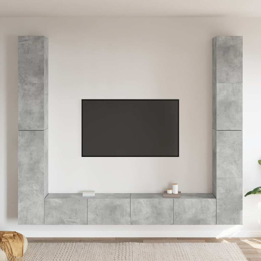 vidaXL Ensemble meuble TV 6 pcs Gris béton Aggloméré