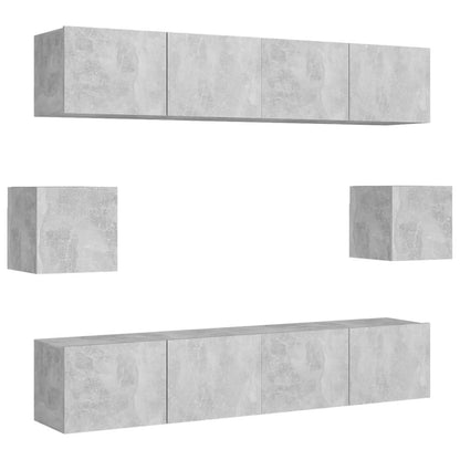 vidaXL Ensemble meuble TV 6 pcs Gris béton Aggloméré