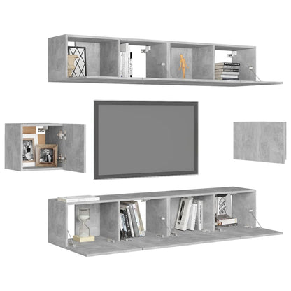 vidaXL Ensemble meuble TV 6 pcs Gris béton Aggloméré