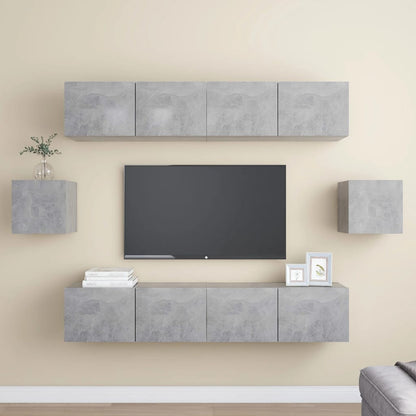 vidaXL Ensemble meuble TV 6 pcs Gris béton Aggloméré