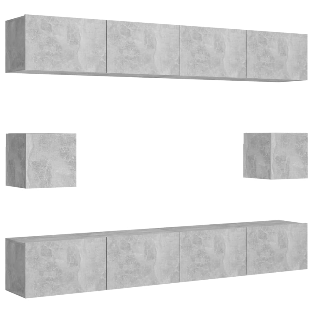 vidaXL 6-tlg. TV-Schrank-Set Betongrau Holzwerkstoff