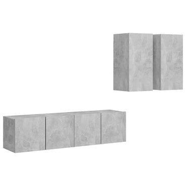 vidaXL Meuble TV 4 pcs Gris béton Aggloméré