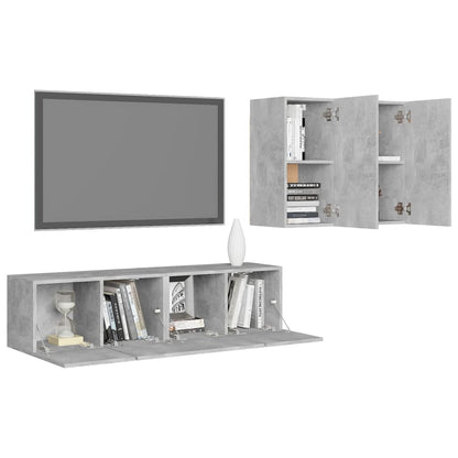vidaXL Meuble TV 4 pcs Gris béton Aggloméré