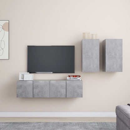 vidaXL Meuble TV 4 pcs Gris béton Aggloméré