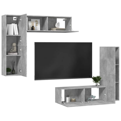 vidaXL Meuble TV 4 pcs Gris béton Aggloméré