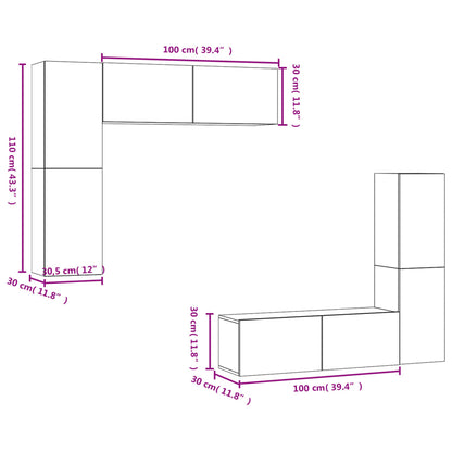 vidaXL Meuble TV 4 pcs Gris béton Aggloméré