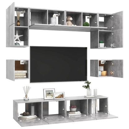 vidaXL Meuble TV 8 pcs Gris béton Aggloméré