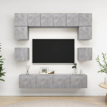 vidaXL Meuble TV 8 pcs Gris béton Aggloméré