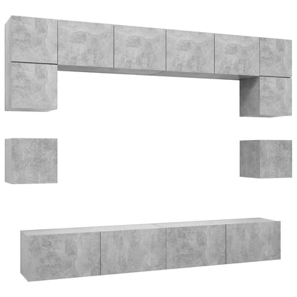 vidaXL Meuble TV 8 pcs Gris béton Aggloméré