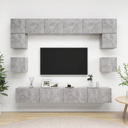 vidaXL Meuble TV 8 pcs Gris béton Aggloméré