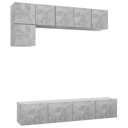 vidaXL Meuble TV 5 pcs Gris béton Aggloméré