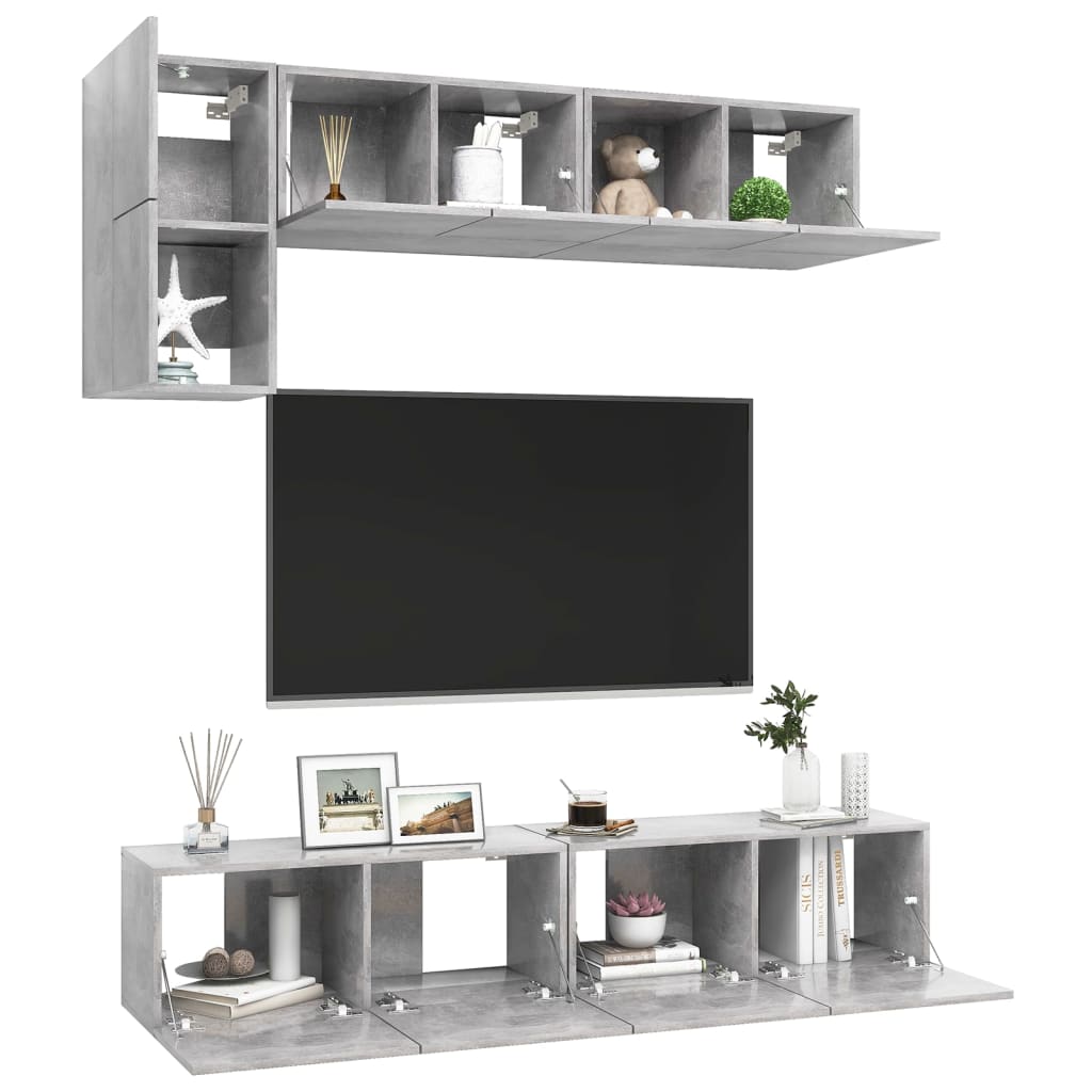 vidaXL Meuble TV 5 pcs Gris béton Aggloméré