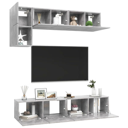 vidaXL Meuble TV 5 pcs Gris béton Aggloméré