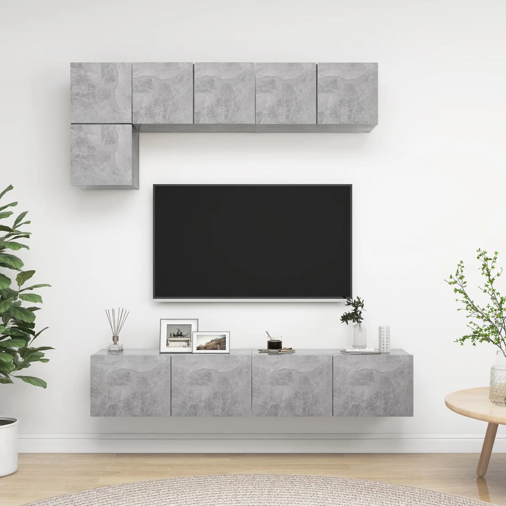 vidaXL Meuble TV 5 pcs Gris béton Aggloméré