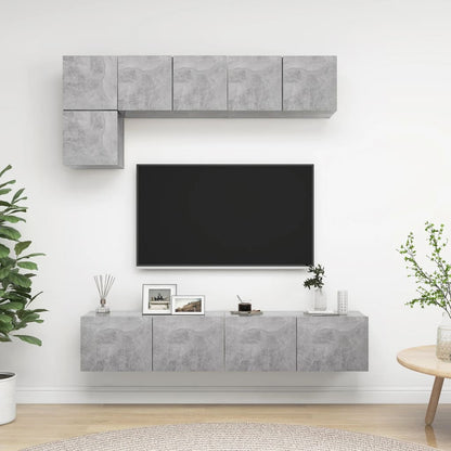 vidaXL Meuble TV 5 pcs Gris béton Aggloméré