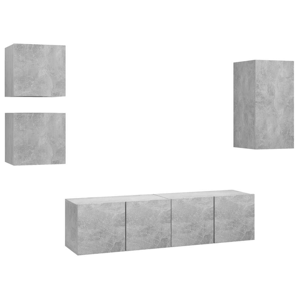 vidaXL Meuble TV 5 pcs Gris béton Aggloméré