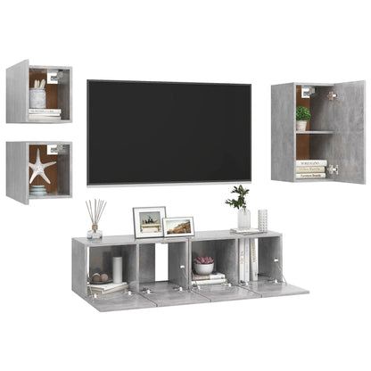 vidaXL Meuble TV 5 pcs Gris béton Aggloméré