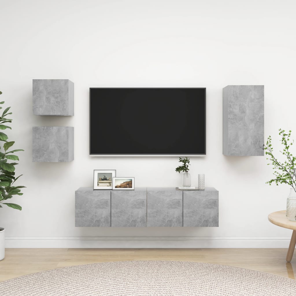 vidaXL Meuble TV 5 pcs Gris béton Aggloméré