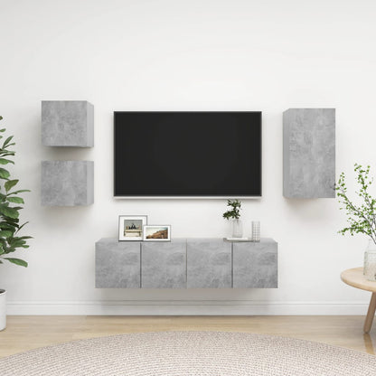 vidaXL Meuble TV 5 pcs Gris béton Aggloméré