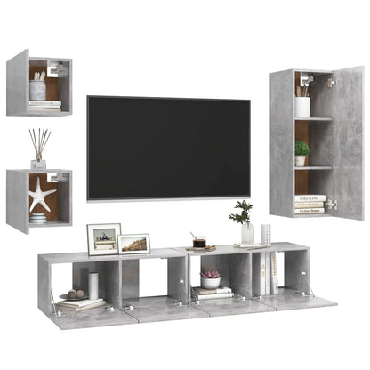 vidaXL Meuble TV 5 pcs Gris béton Aggloméré