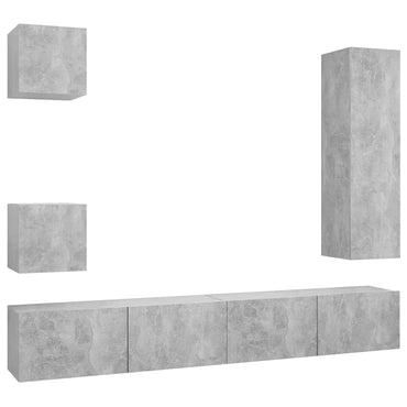 vidaXL Meuble TV 5 pcs Gris béton Aggloméré