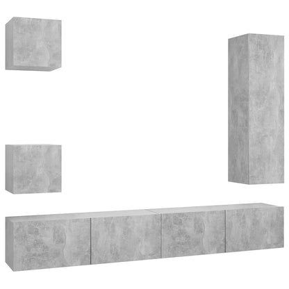 vidaXL Meuble TV 5 pcs Gris béton Aggloméré