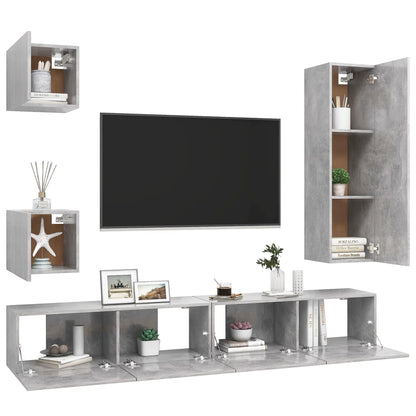 vidaXL Meuble TV 5 pcs Gris béton Aggloméré
