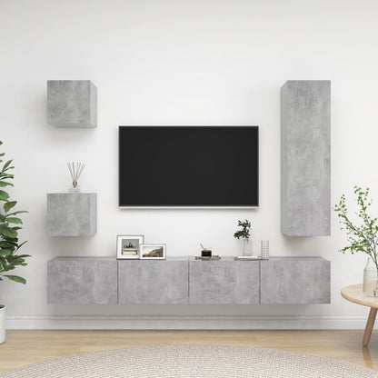 vidaXL Meuble TV 5 pcs Gris béton Aggloméré