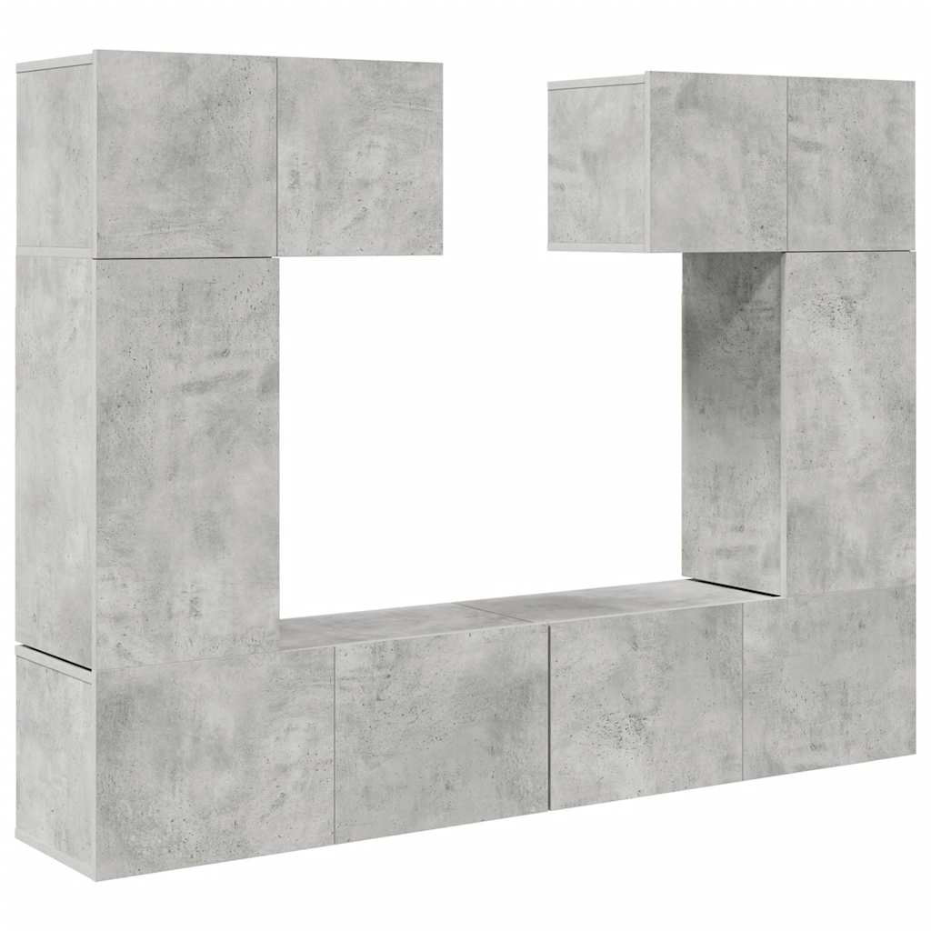 vidaXL Ensemble meuble TV 6 pcs Gris béton Aggloméré