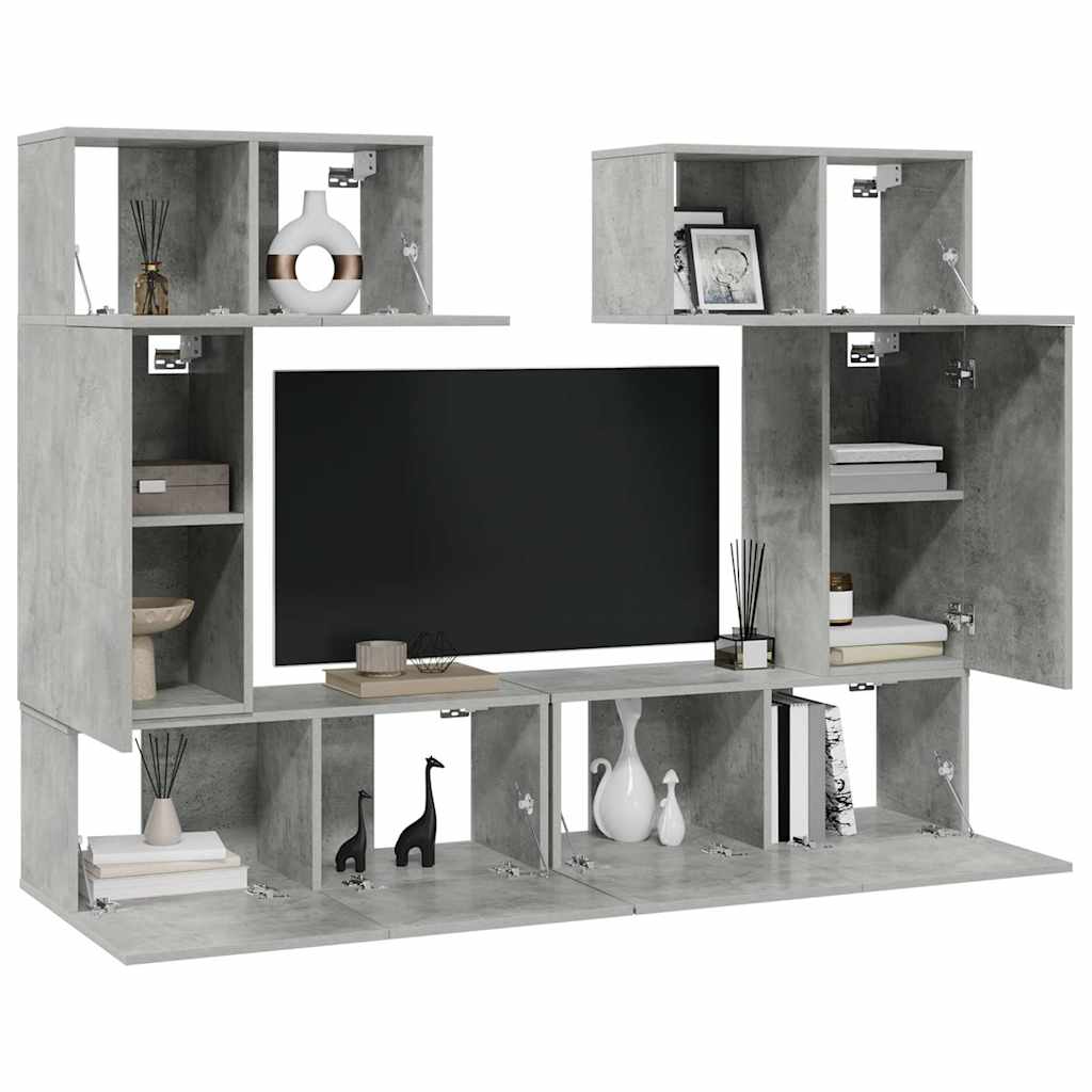 vidaXL Ensemble meuble TV 6 pcs Gris béton Aggloméré