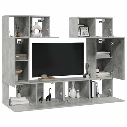 vidaXL Ensemble meuble TV 6 pcs Gris béton Aggloméré