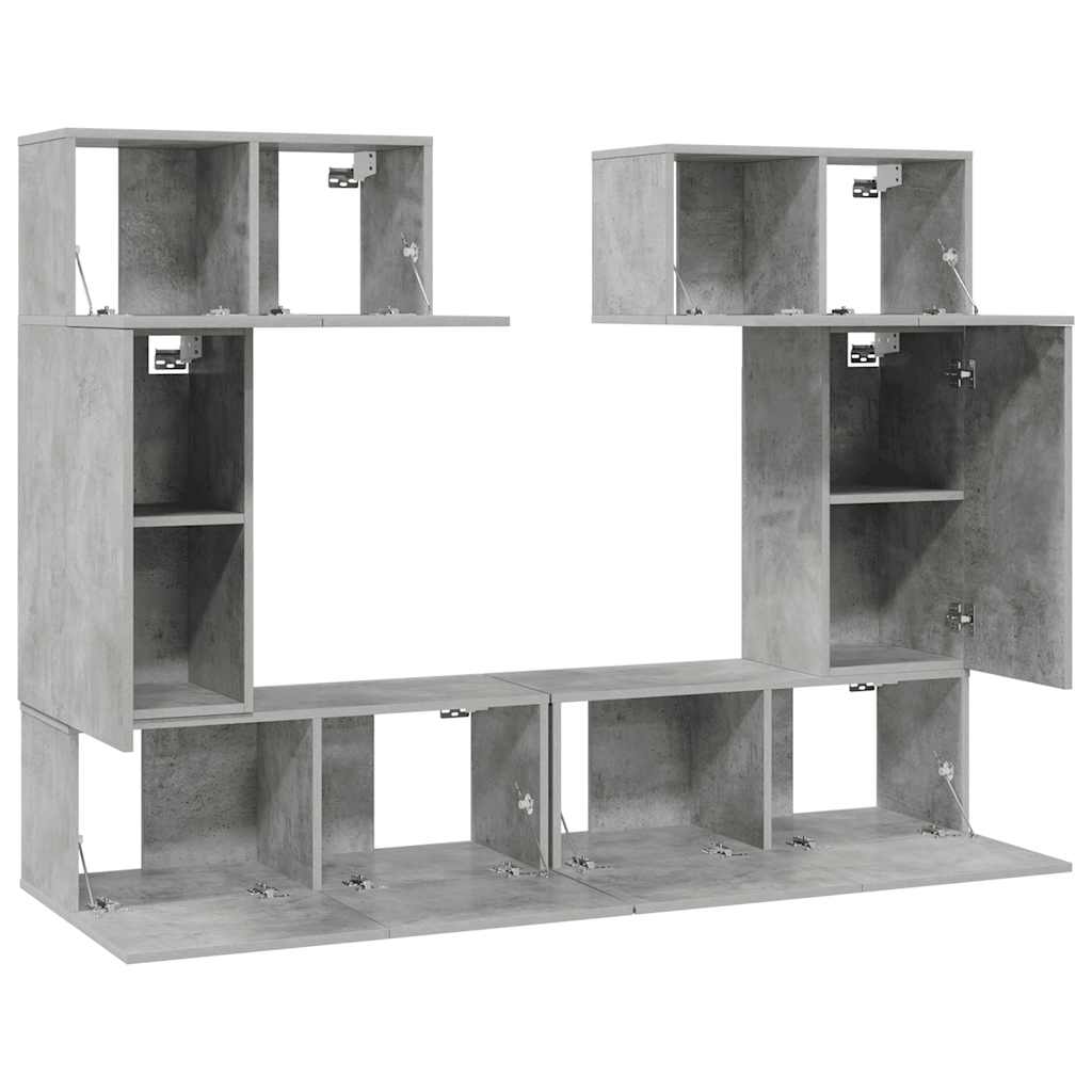 vidaXL Ensemble meuble TV 6 pcs Gris béton Aggloméré
