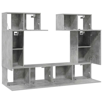 vidaXL Ensemble meuble TV 6 pcs Gris béton Aggloméré
