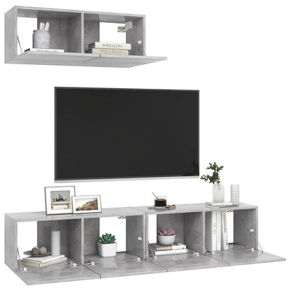 vidaXL Meubles TV 3 pcs Gris béton Bois d'ingénierie