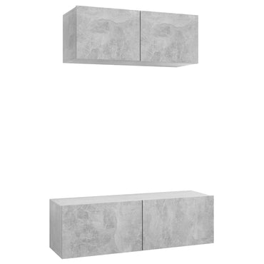 vidaXL Meuble TV, 2 pcs, gris béton, bois d'ingénierie