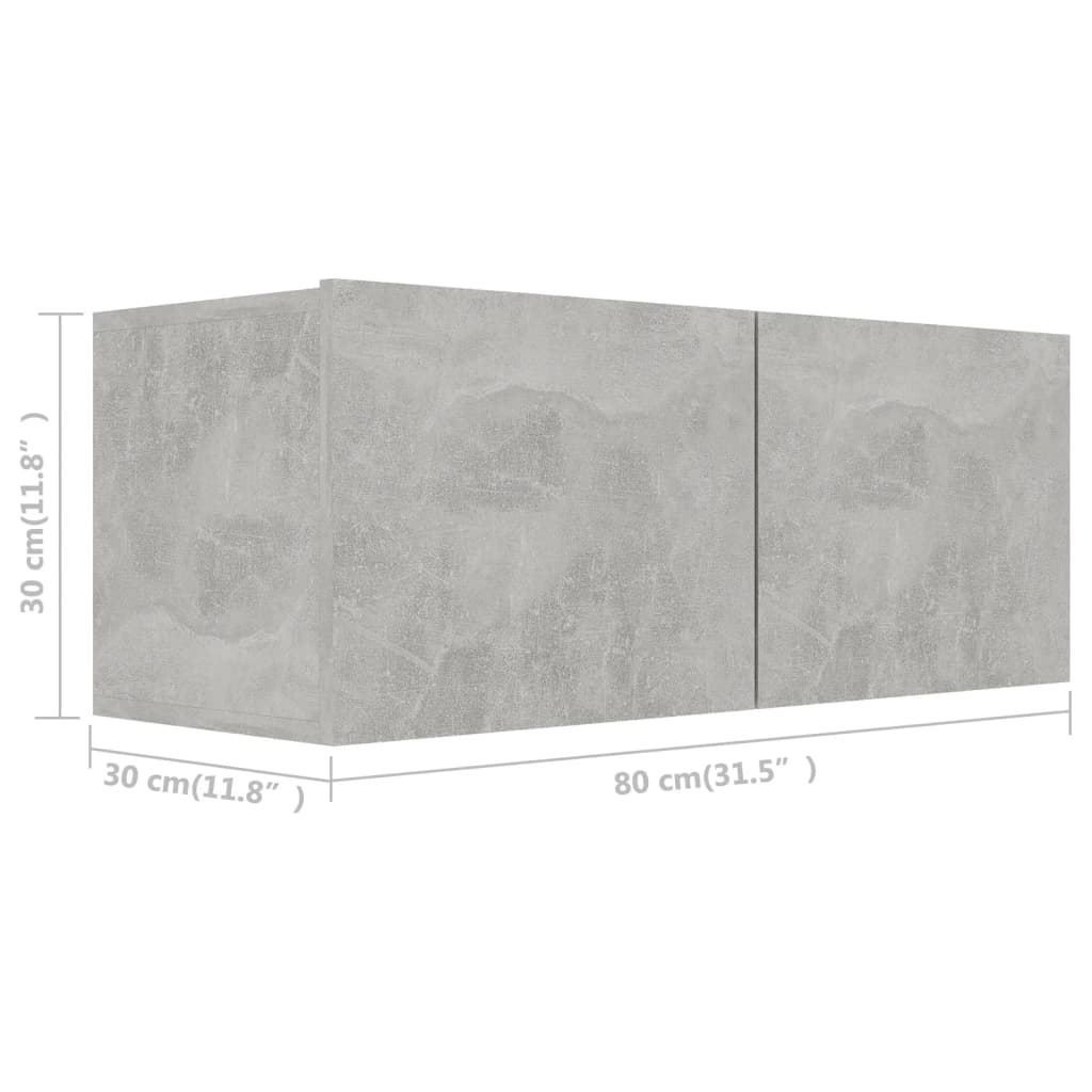 vidaXL Meuble TV, 2 pcs, gris béton, bois d'ingénierie