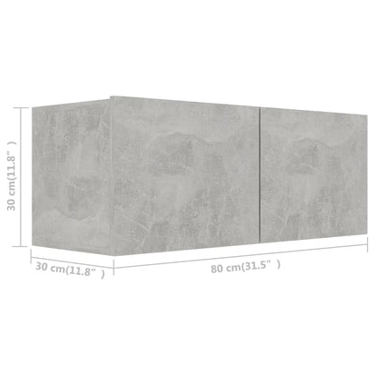 vidaXL Meuble TV, 2 pcs, gris béton, bois d'ingénierie
