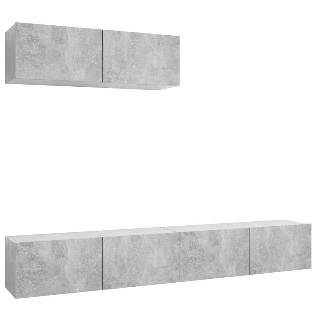 vidaXL Meubles TV 3 pcs Gris béton Bois d'ingénierie