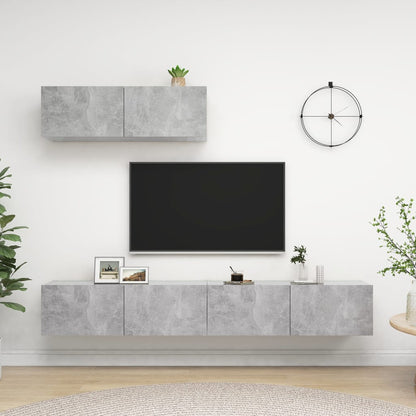 vidaXL Meubles TV 3 pcs Gris béton Bois d'ingénierie