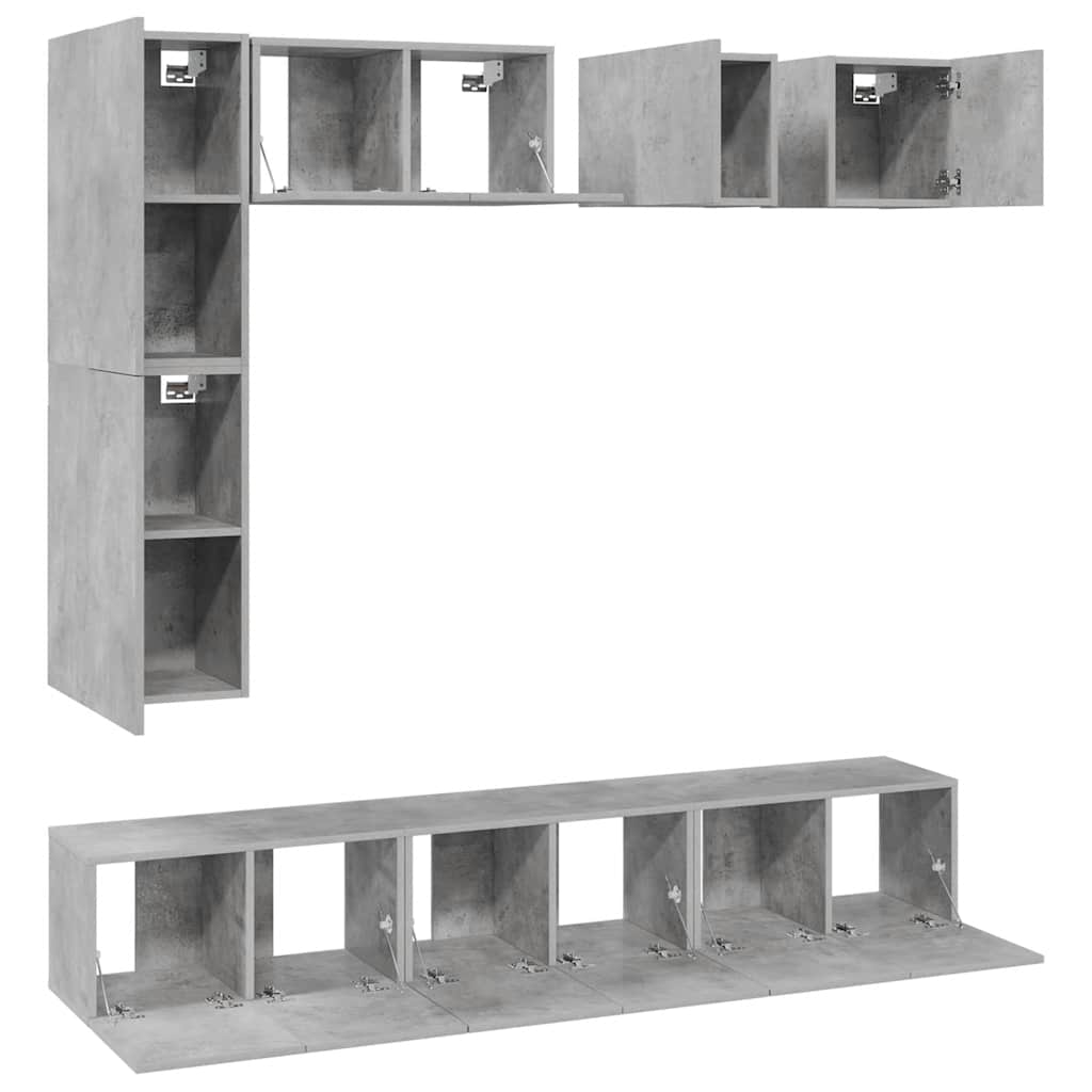 vidaXL Meuble TV 8 pcs Gris béton Aggloméré