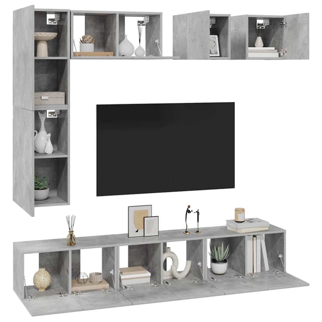vidaXL Meuble TV 8 pcs Gris béton Aggloméré